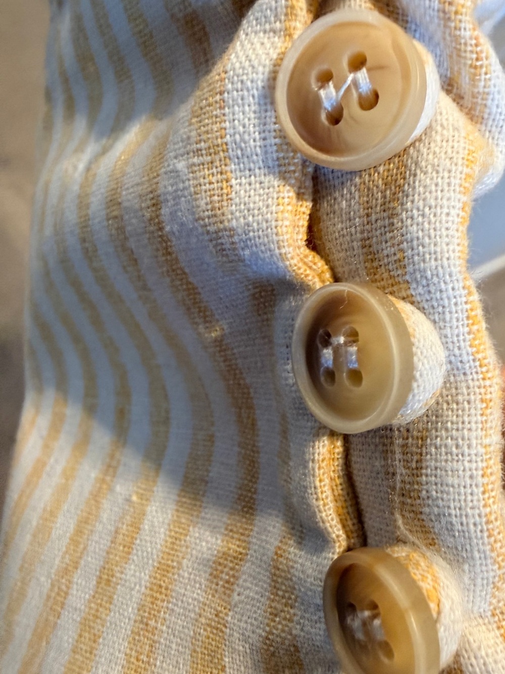 Striped Square-Neck Button Front Crop Corset Top Cream Tan Striped Medium - Picture 7 of 8